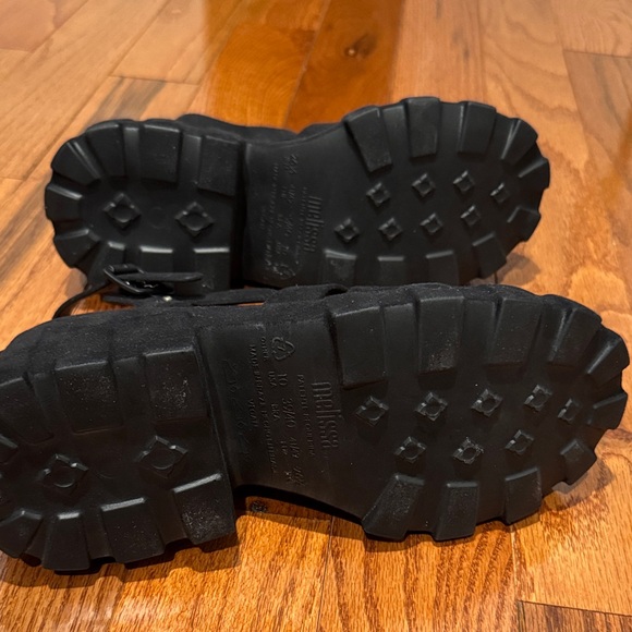 Melissa Black Velvet Jelly Shoe Megan Platform Sandals EUC Size 10 Sold Out - Picture 6 of 7